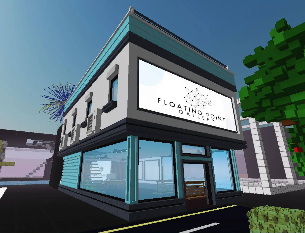Floating Point Gallery in Cryptovoxels — WebXR exhibition Duplicated by Antoine Lortie, Web3 art gallery founded by Art Collision