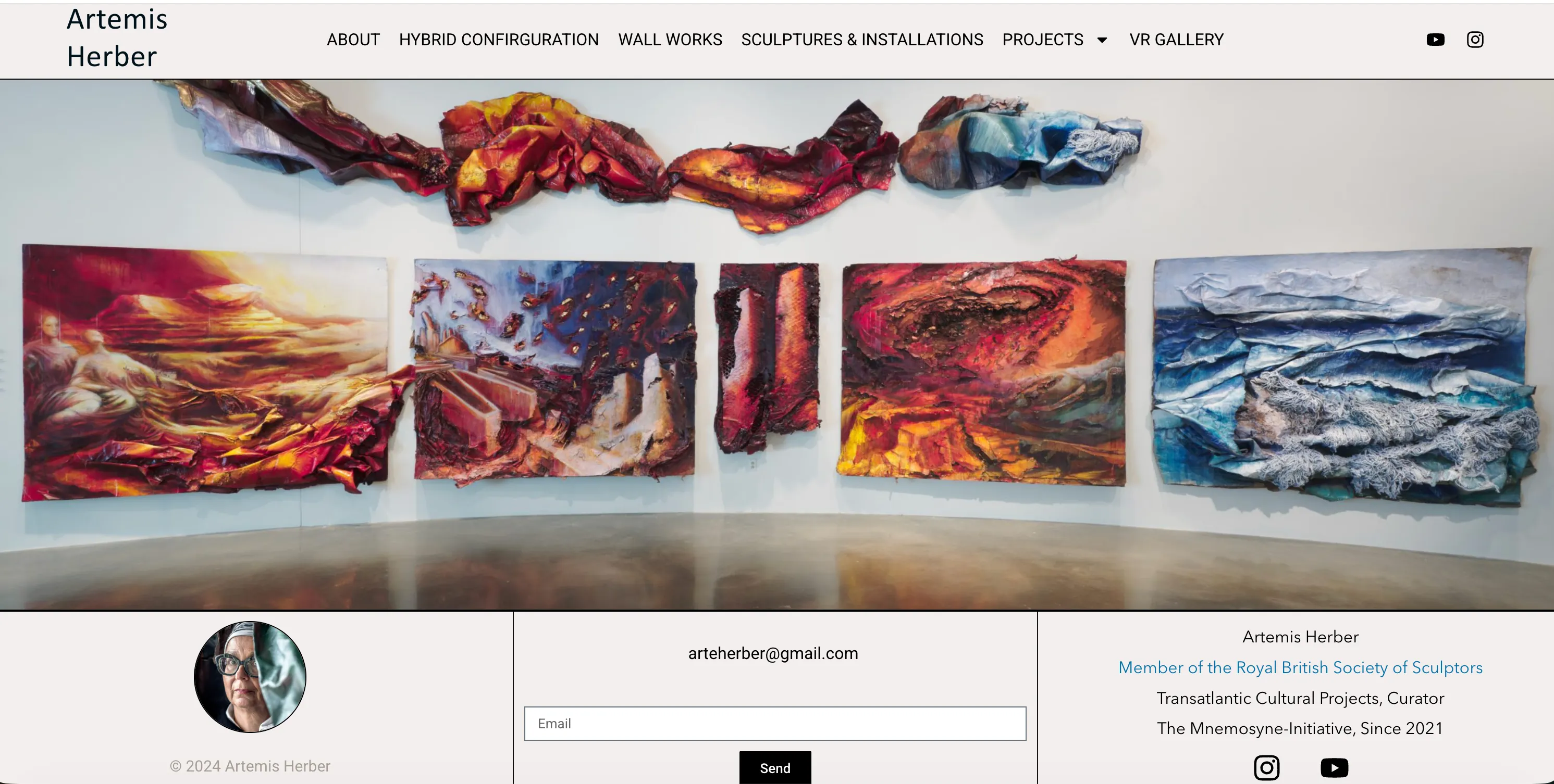 Artemis Herber visual artist website — WordPress portfolio designed by Art Collision, Toronto web design agency for the art market